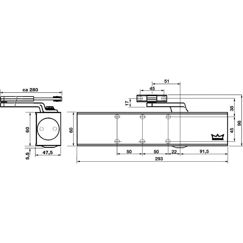 DÖRRSTÄNGARE TS83  8300/1 SILVER