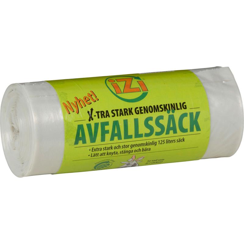 SOPSÄCK IZI MED KNYTHANDTAG PLAST TRANSPARENT 125L