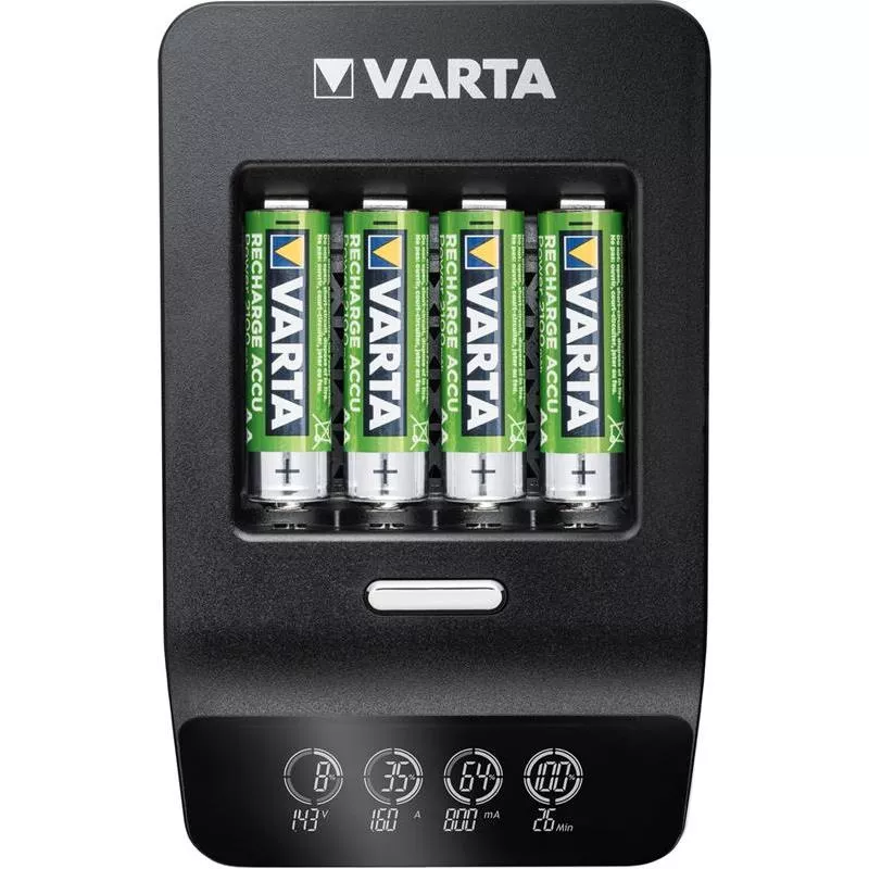 BATTERILADDARE + VARTA LCD ULTRA FAST 12V 4XAA 2100MA